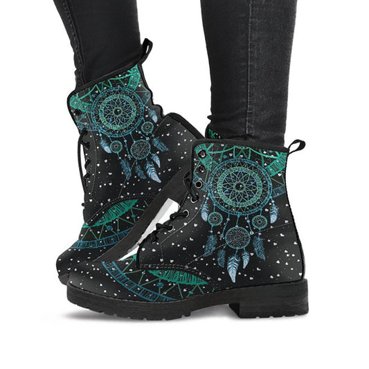 Dream Catcher Mandala Womens Boots, Womans Combat boots, Boho Hippie Boots