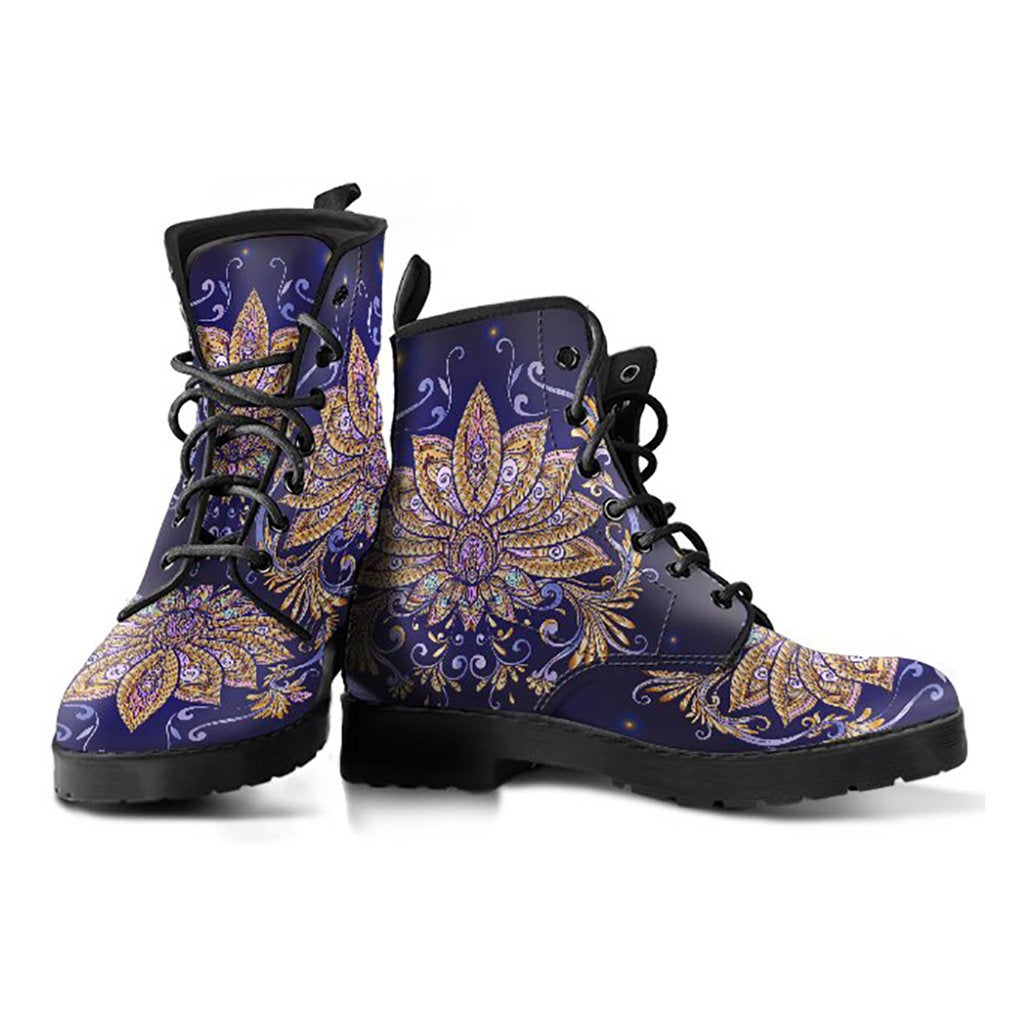 Elegant Lotus Womens Boots, Womans Combat boots, Boho Hippie Boots