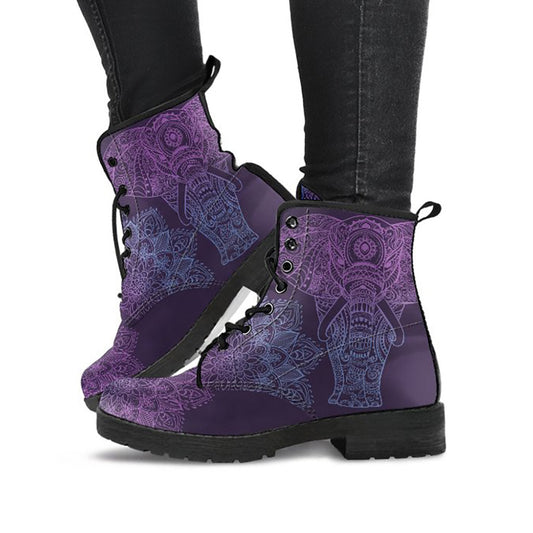 Purple Elephant Mandala Womens Boots