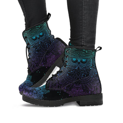 Blue & Purple Owl Mandala Women’s Boots
