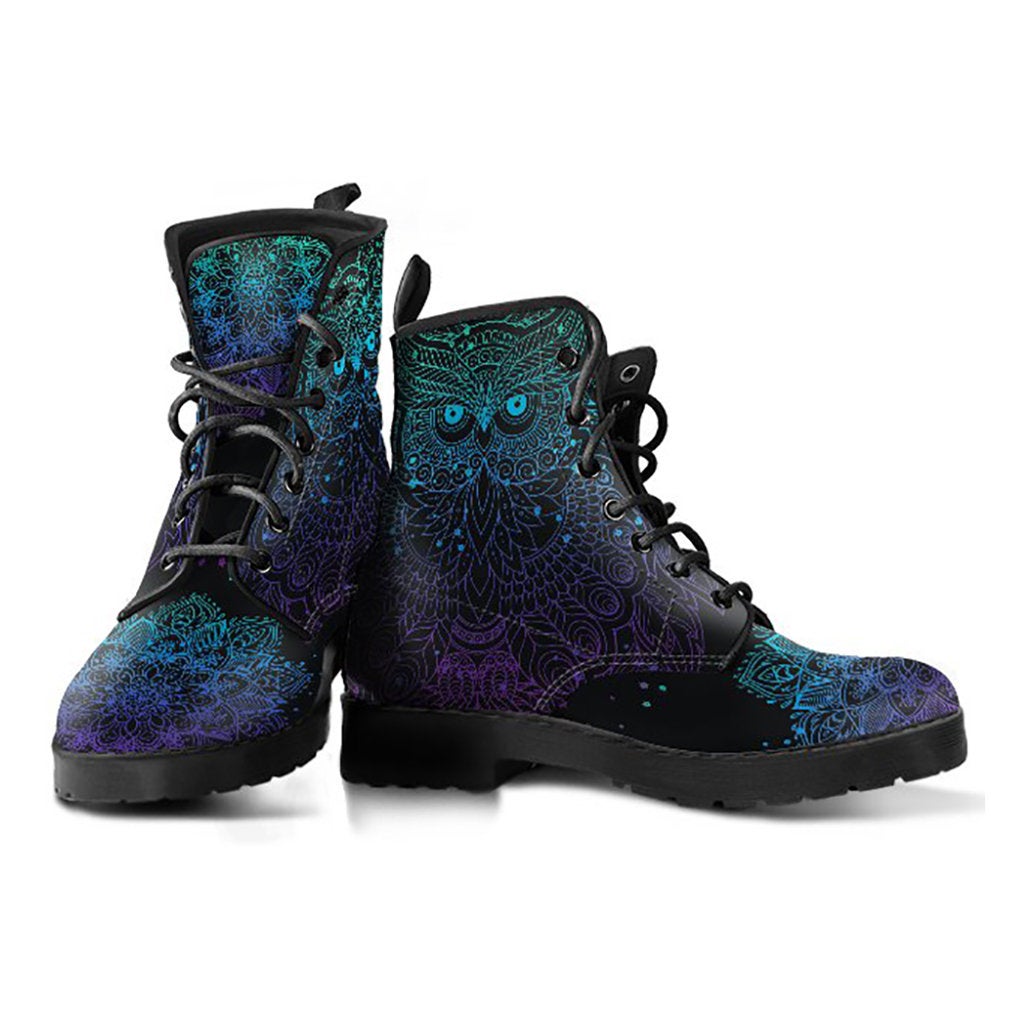 Blue & Purple Owl Mandala Women’s Boots