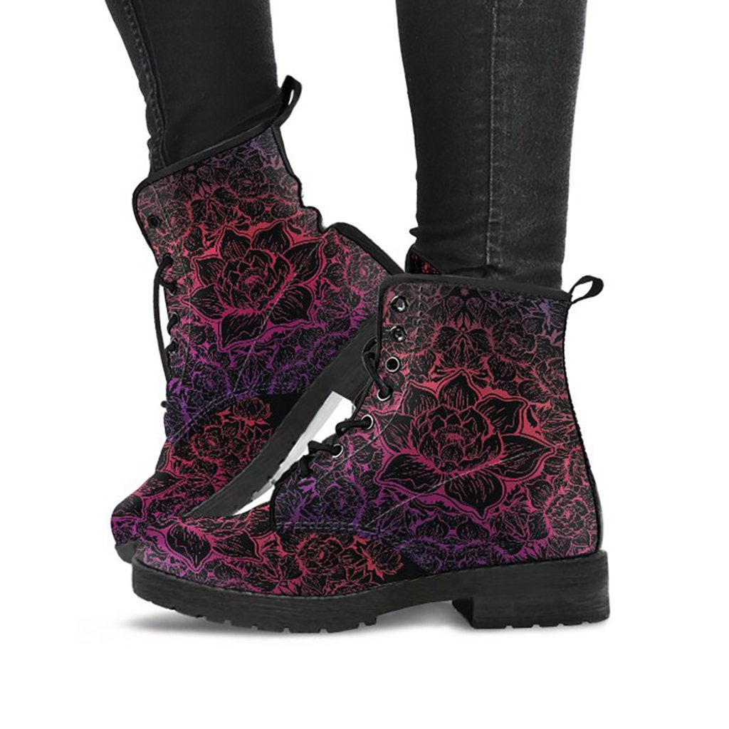 Pink Lotus Printed Boots
