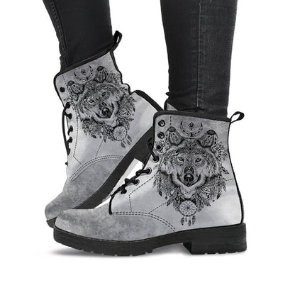 Grey Boho Wolf Womens Boots
