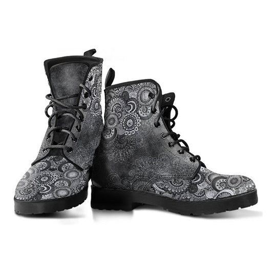 Grey Paisley Mandalas Womens Boots
