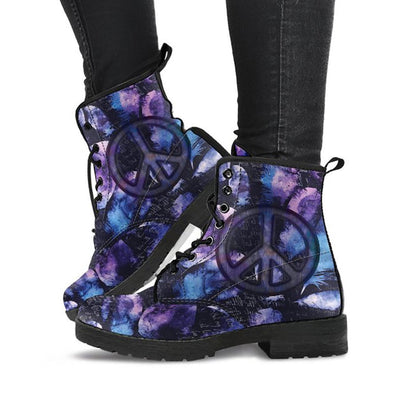 Blue & Purple Peace Feather Women’s Boots