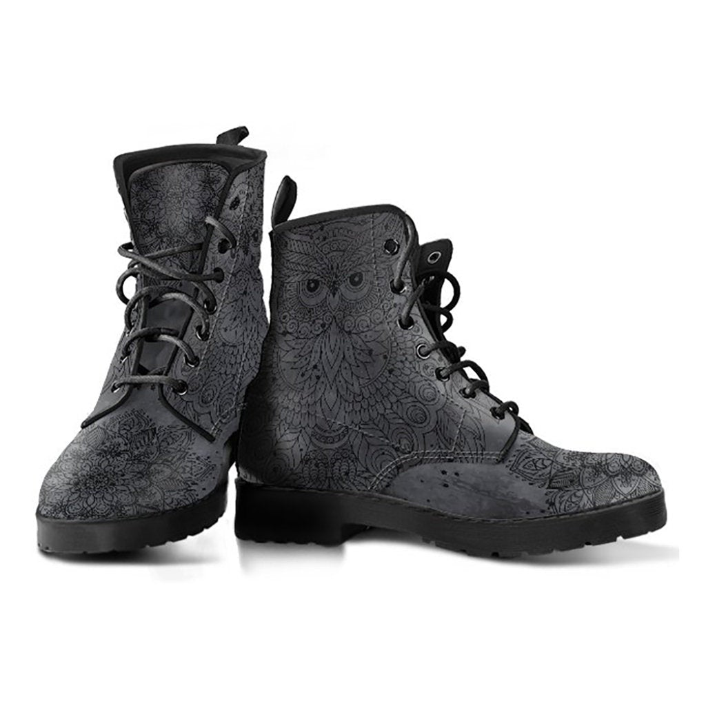 Dark Grey Owl Womens Boots