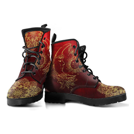 Red Sun & Moon Mandala Womens Boots