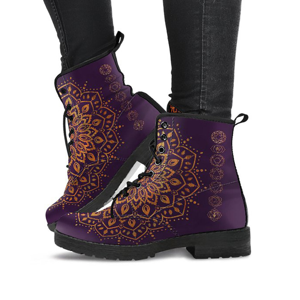 Gold chakra mandala women’s printed boots – product image 1