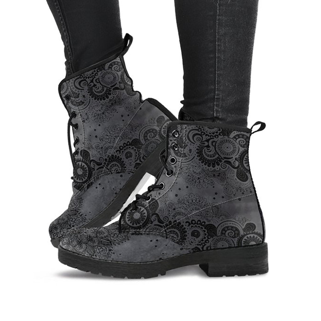 Grey Paisley Mandala Womens Boots