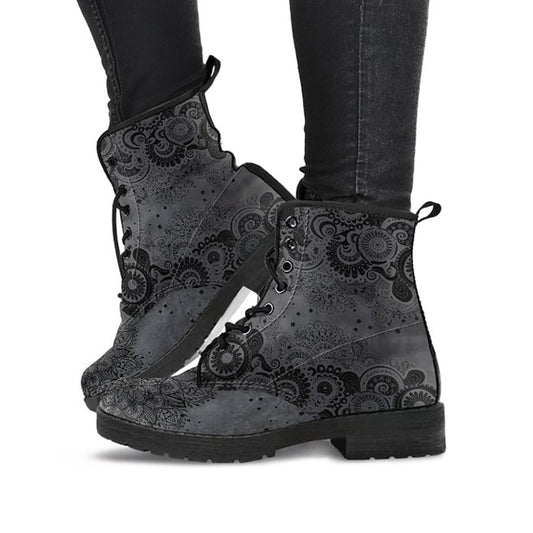 Grey Paisley Mandala Womens Boots