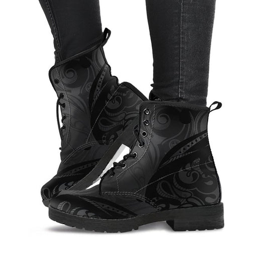 Dark Grey Tree of Life Decor Womens Boots