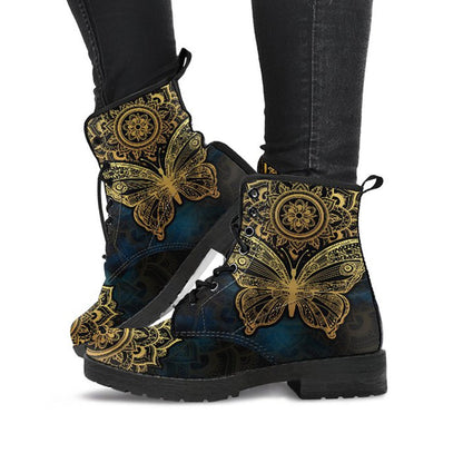 Gold butterfly mandala women’s printed boots – product image 1