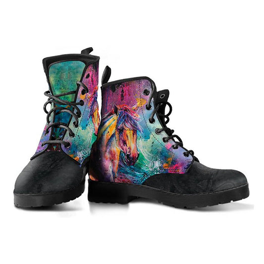 Colorful Abstract Horse Womens Boots