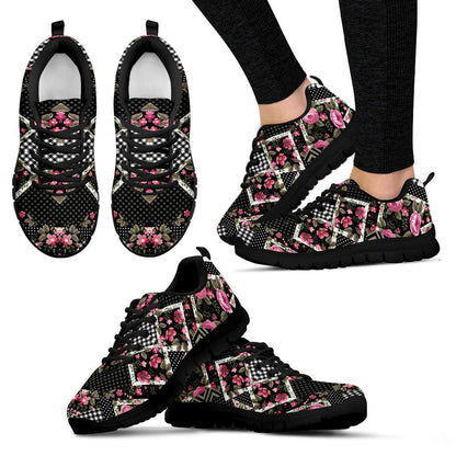 Pink Floral Patchwork Sneakers
