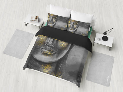 Gold Buddha Face Bedding Set