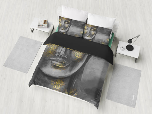 Gold Buddha Face Bedding Set