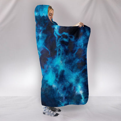 Blue Tie Dye Grunge Hooded Blanket