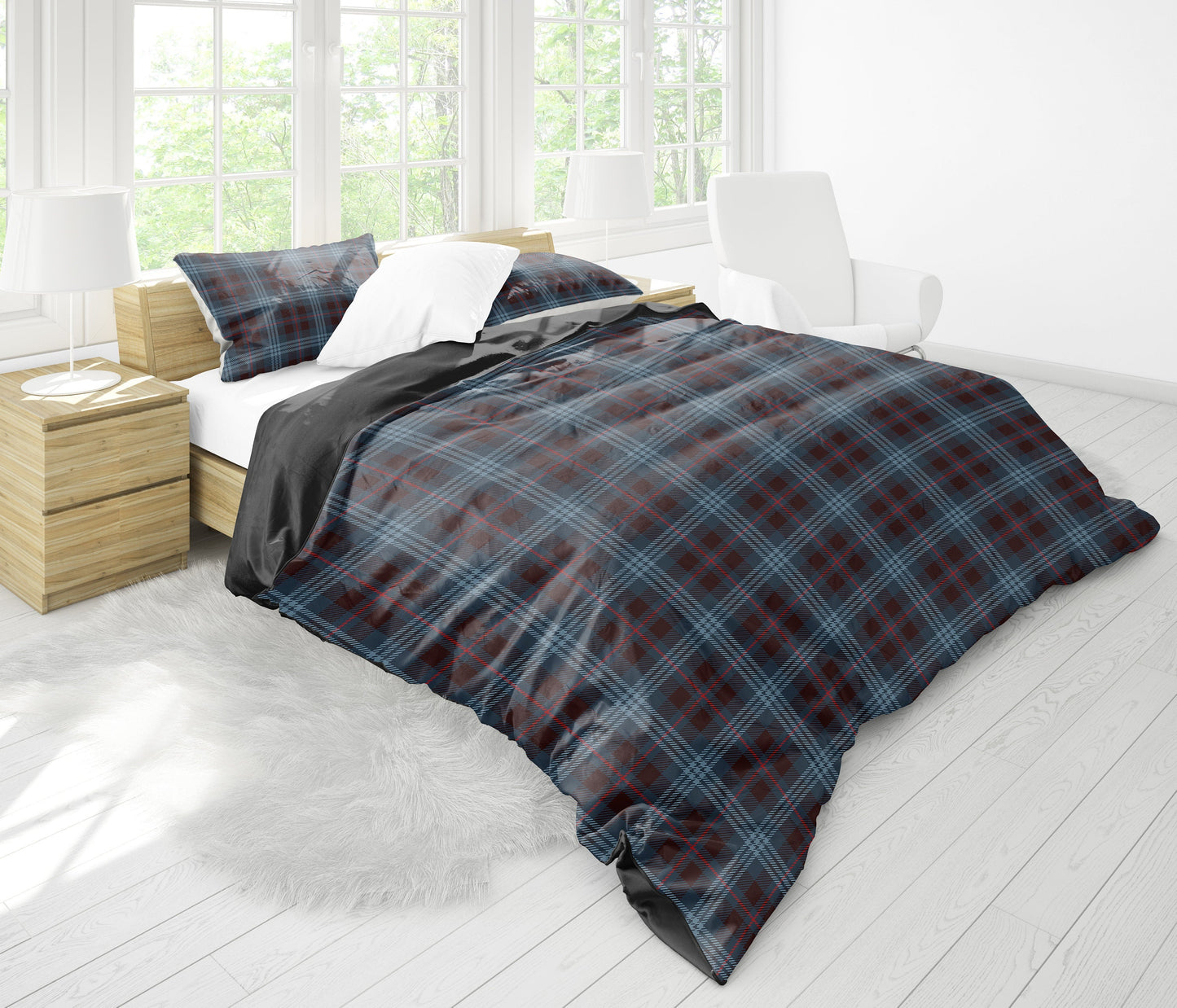 Blue Plaid Bedding Set