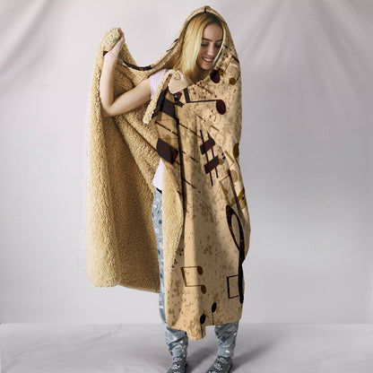 Vintage Piano Musical Notes Hooded Blanket