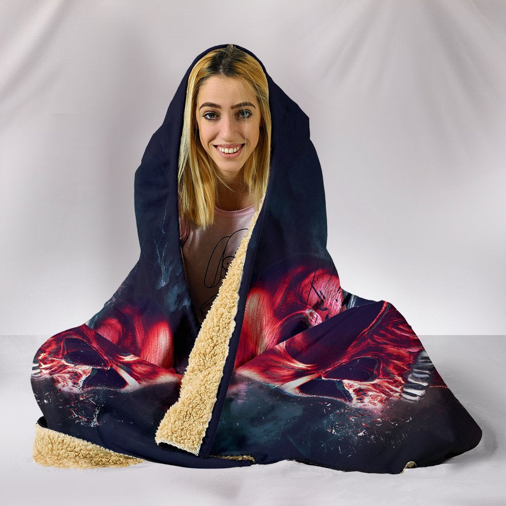 Three Metal Skulls Hooded Blanket