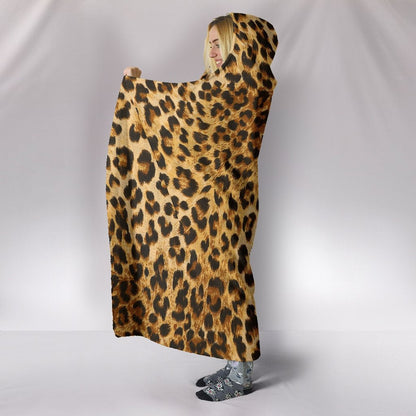 Leopard Print Hooded Blanket