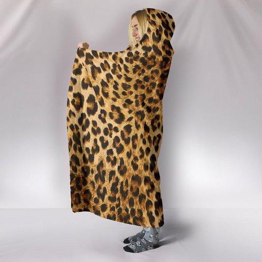 Leopard Print Hooded Blanket