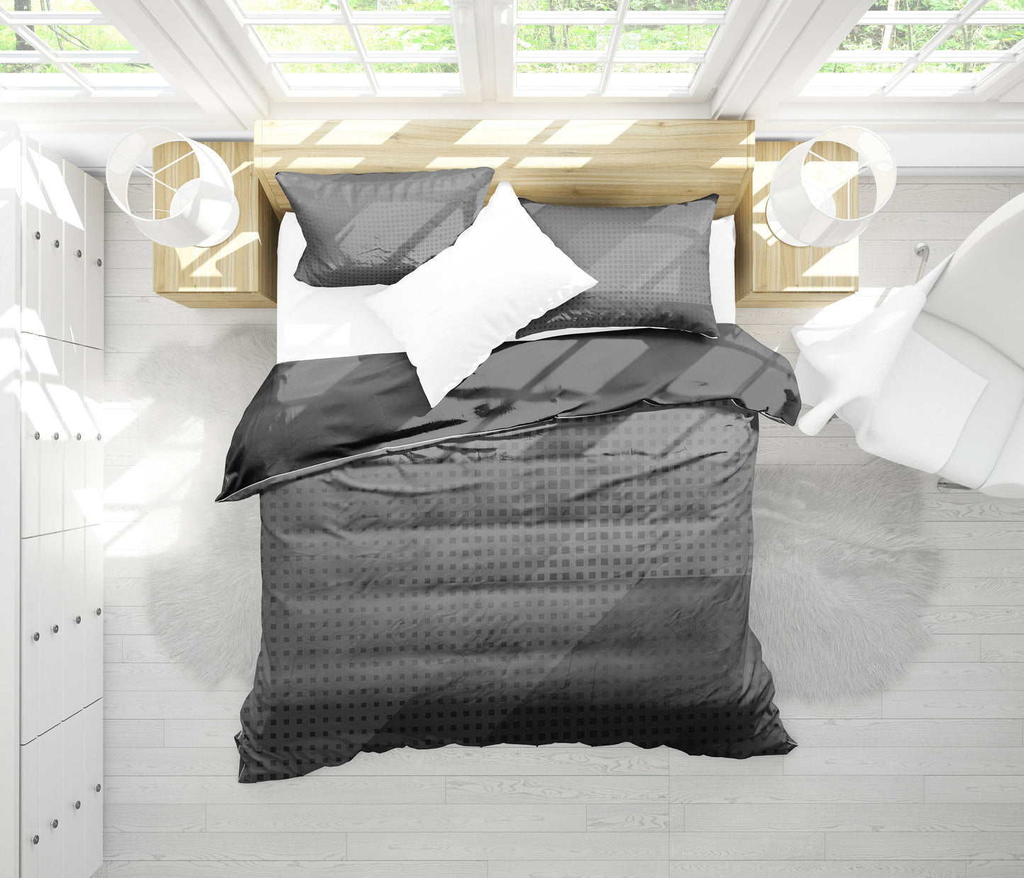 Dark Grey & Black Abstract Bedding Set