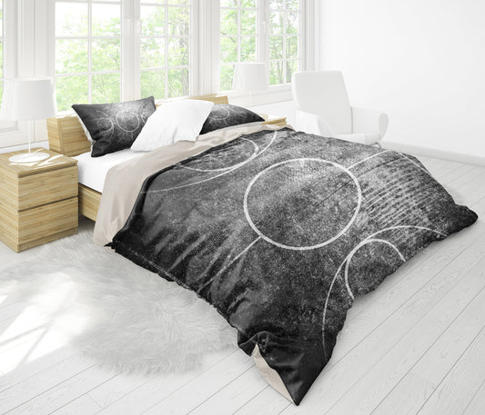Black & White Grunge Basketball Court Bedding Set