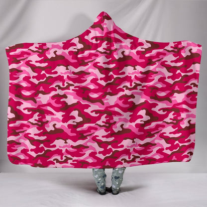 Pink Camouflage Hooded Blanket