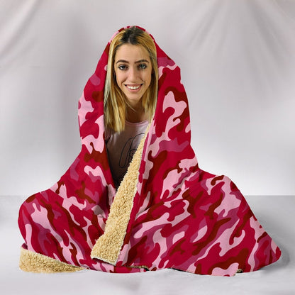 Red Camouflage Hooded Blanket