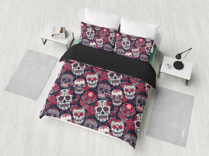 Sugar Skulls & Roses Bedding Set