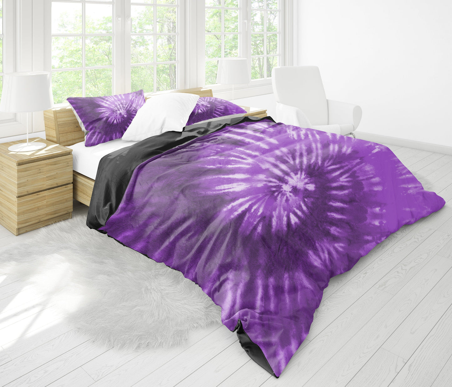 Purple Tie Dye Printed Bedding Set
