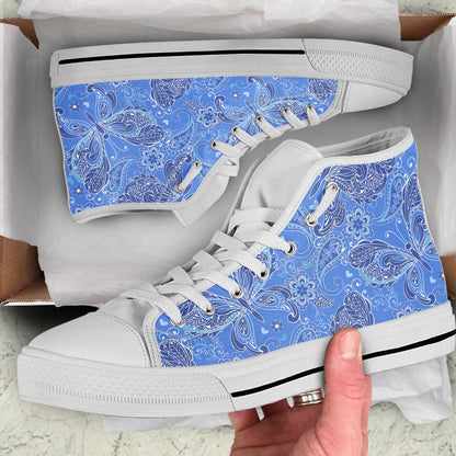 Purple Butterflies Decor High Top Shoes