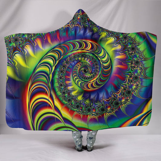 Colorful Psychedelic Spiral Hooded Blanket