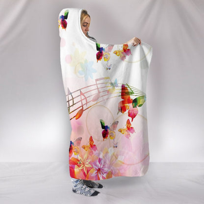Colorful Butterflies & Musical Notes Hooded Blanket