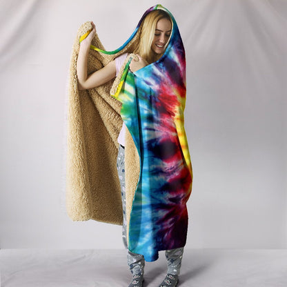 Colorful Tie Dye Abstract Art Hooded Blanket