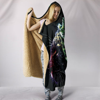 Colorful Neon Cheetah Hooded Blanket