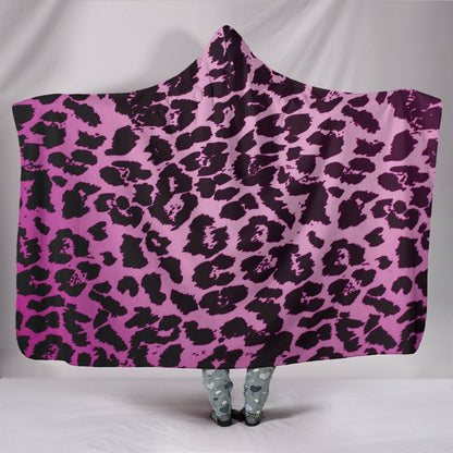 Pink Leopard Print Hooded Blanket