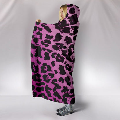 Pink Leopard Print Hooded Blanket