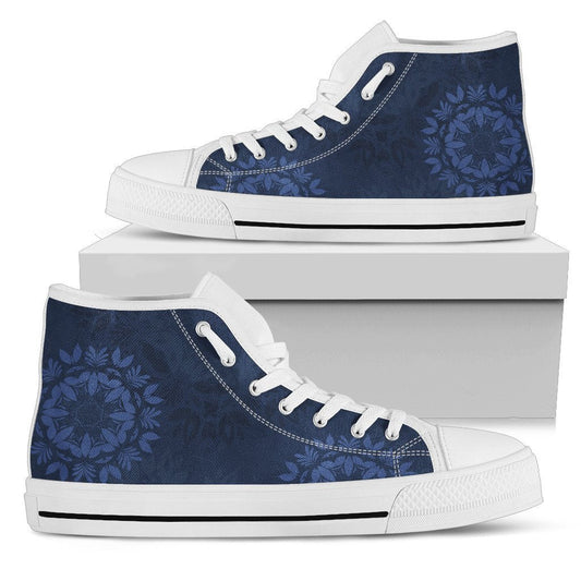 Navy Blue Mandalas High Top Shoes