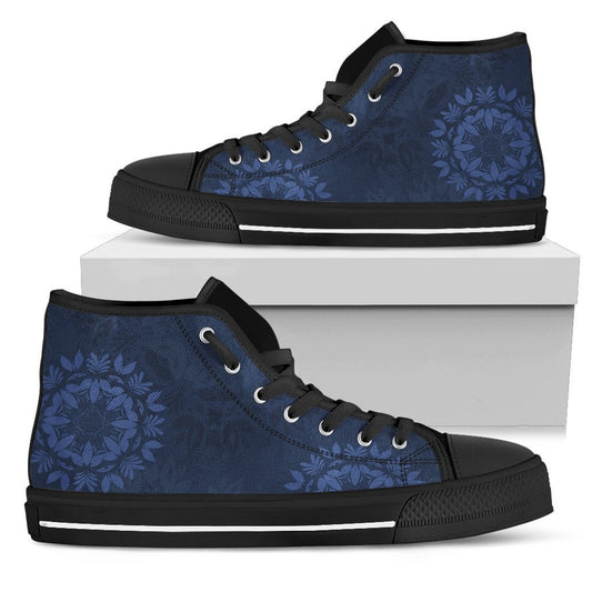 Navy Blue Mandalas High Top Shoes