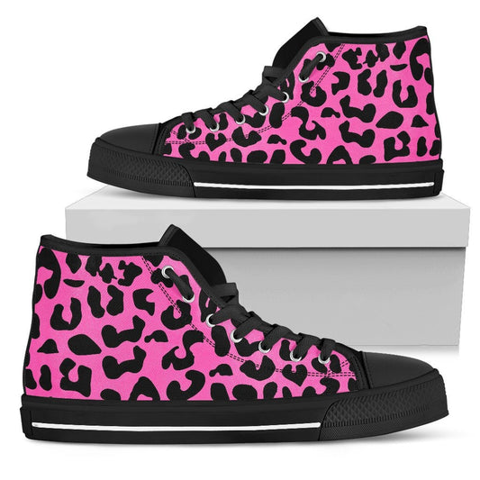 Pink Leopard Print High Top Shoes