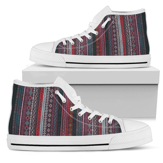 Red Boho Stripes High Top Shoes