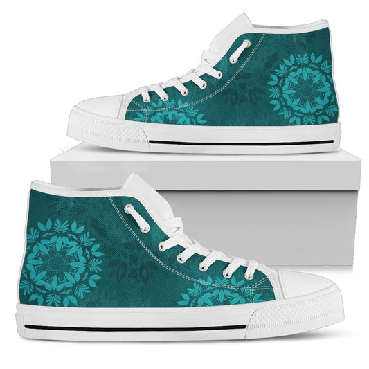 Light Green Teal Mandalas High Top Shoes