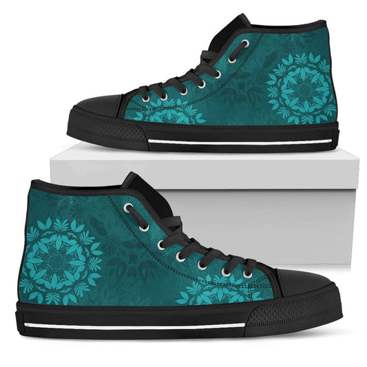 Light Green Teal Mandalas High Top Shoes