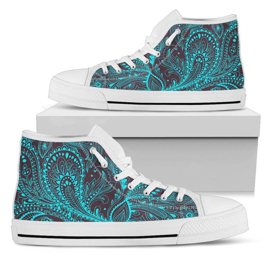 Light Green Teal Decor High Top Shoes