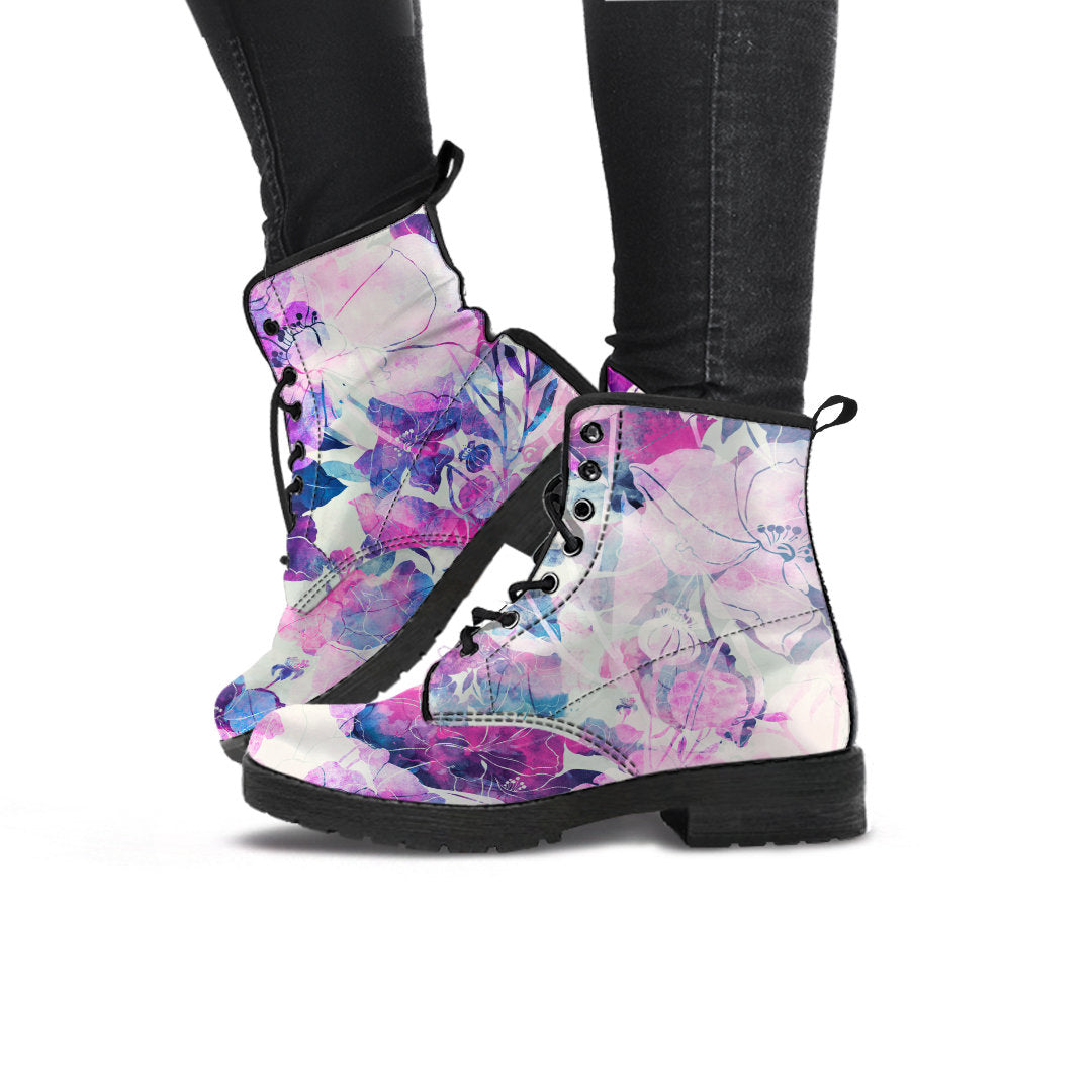 Pink & Ivory Abstract Floral Womens Boots