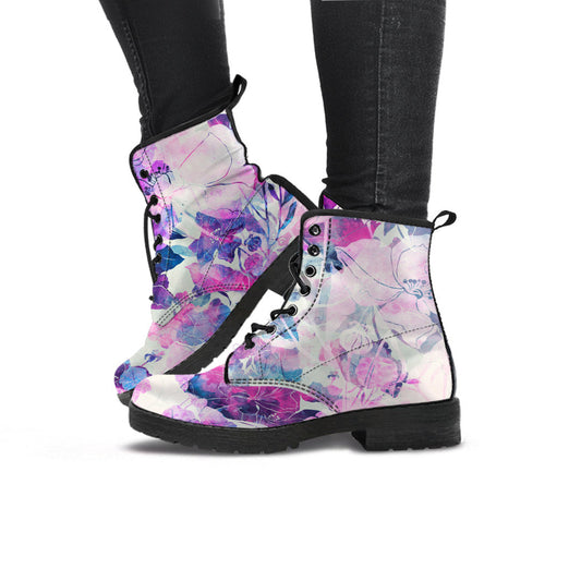 Pink & Ivory Abstract Floral Womens Boots