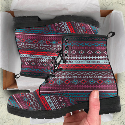 Red Boho Stripe Womens Boots