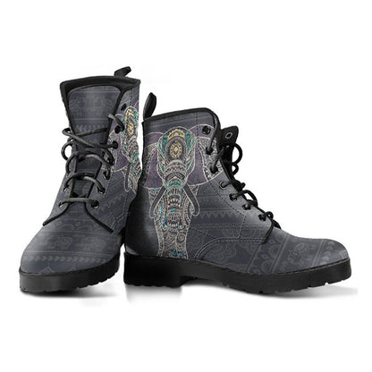Dark grey boho elephant women’s printed boots – product image 2